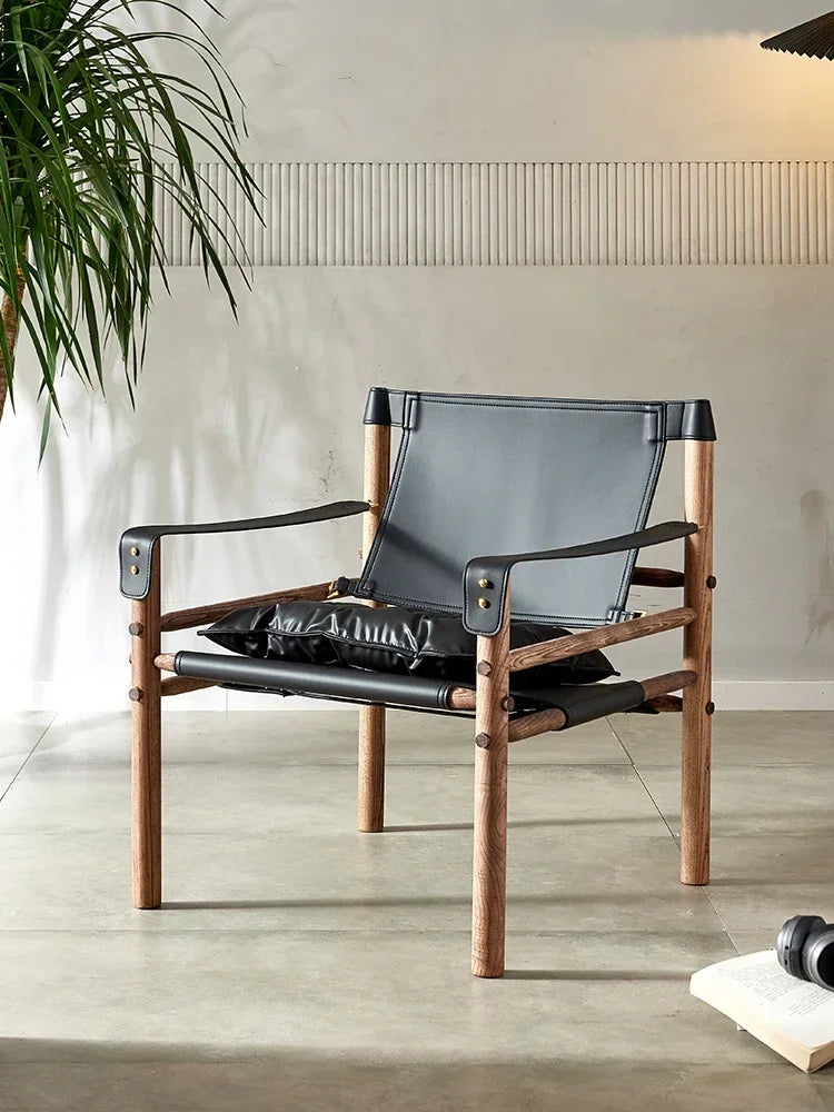 ADDE MID CENTURY SAFARI CHAIR, Art Solid Wood Lounge Chair, Single Designer Vintage Sofa Chair. Home Furniture lounge chair