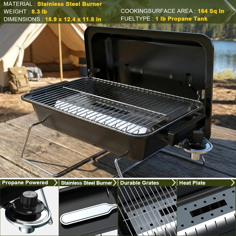 NBVCX Portable 2in1 Propane Grill With Foldable Legs