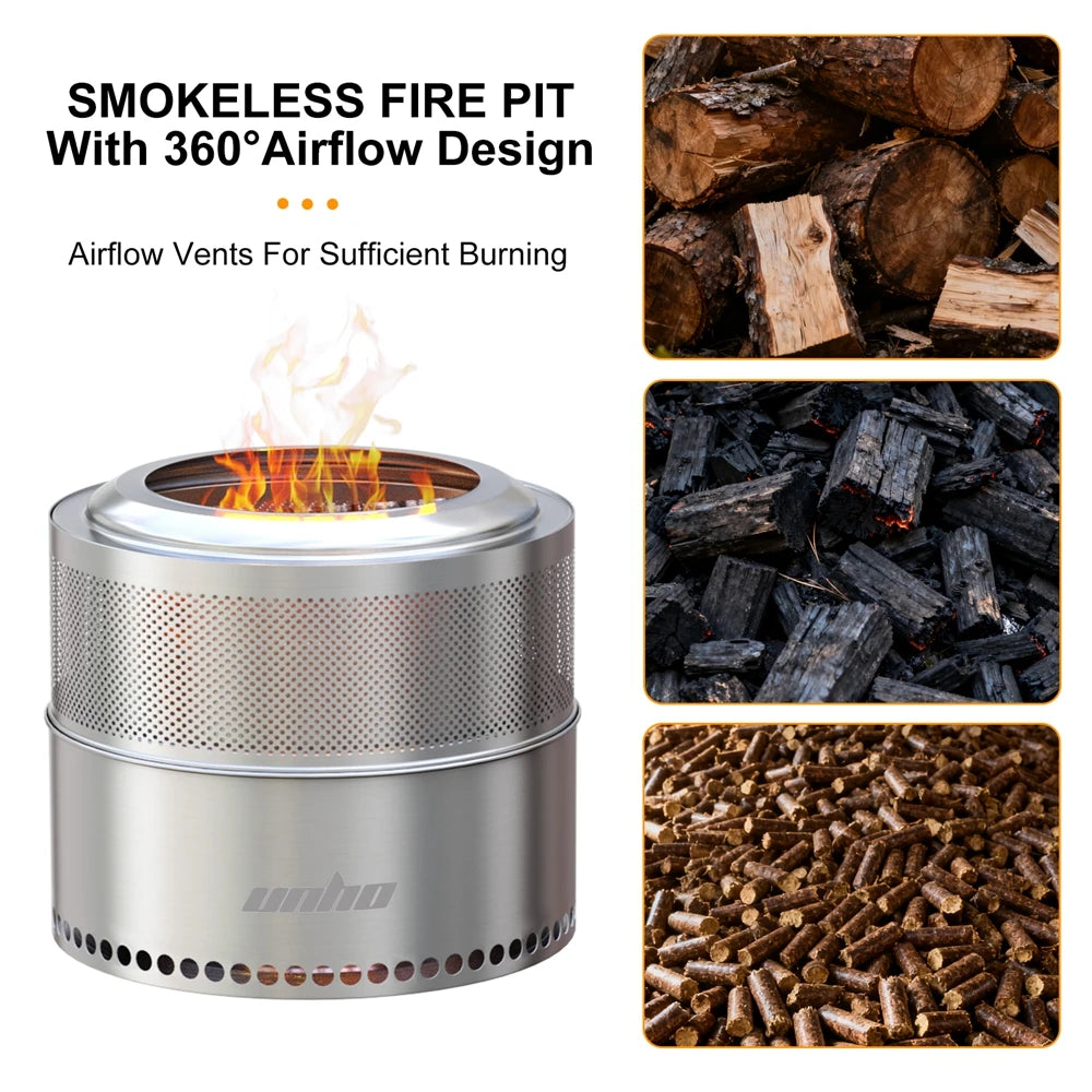 Smokeless Stainless Steel Outdoor Wood Burning Fire Pit