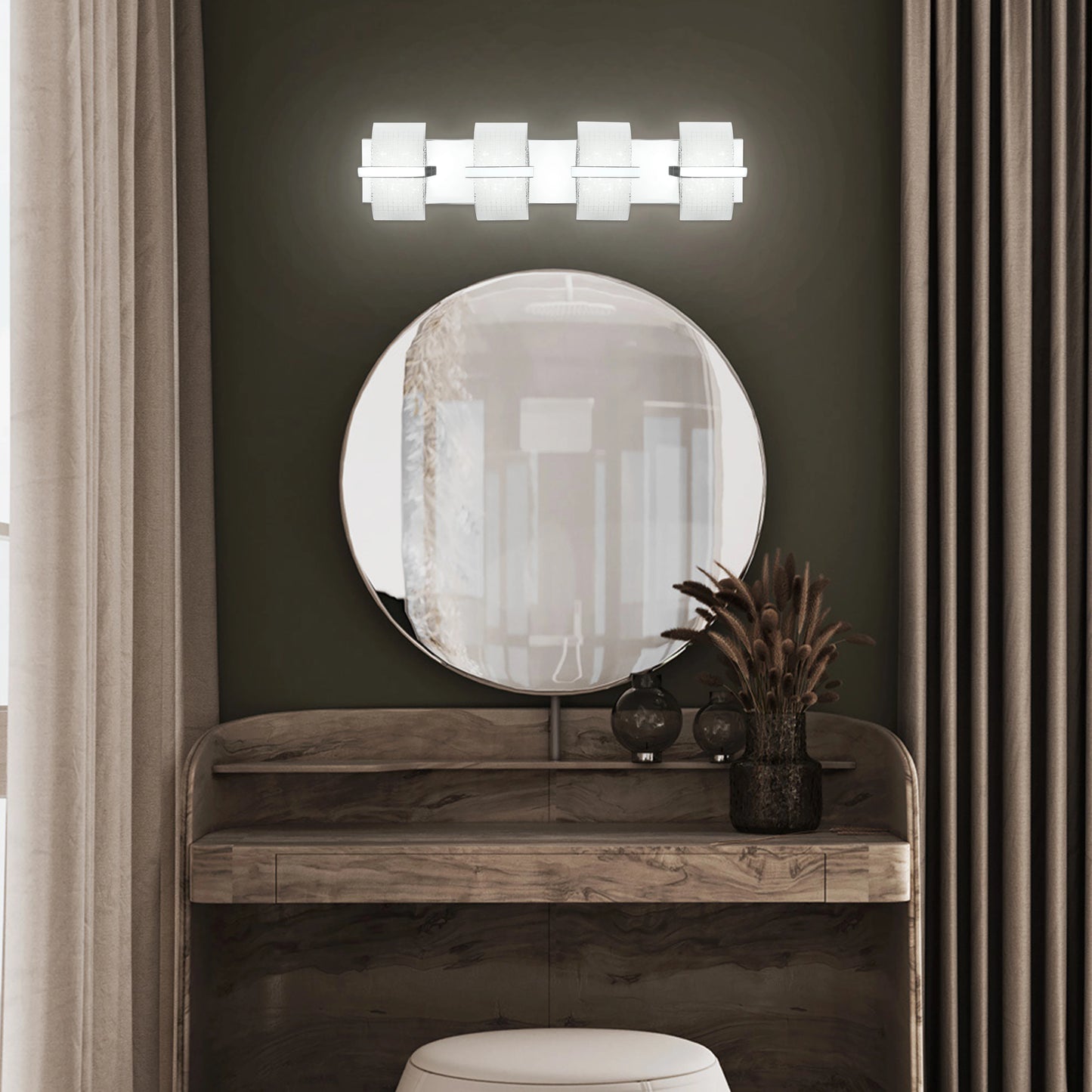 Modern Bathroom LED Wall Light Fixtures Over Mirror
