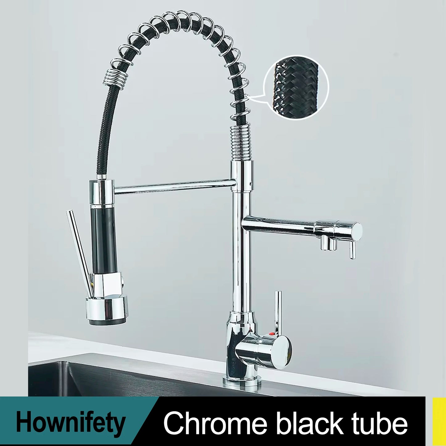 Hownifety Spring Kitchen Faucet with Pull Down Spout