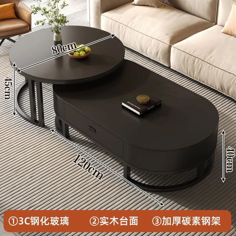 QWC Modern Nordic Wood Coffee Table With Built In Storage