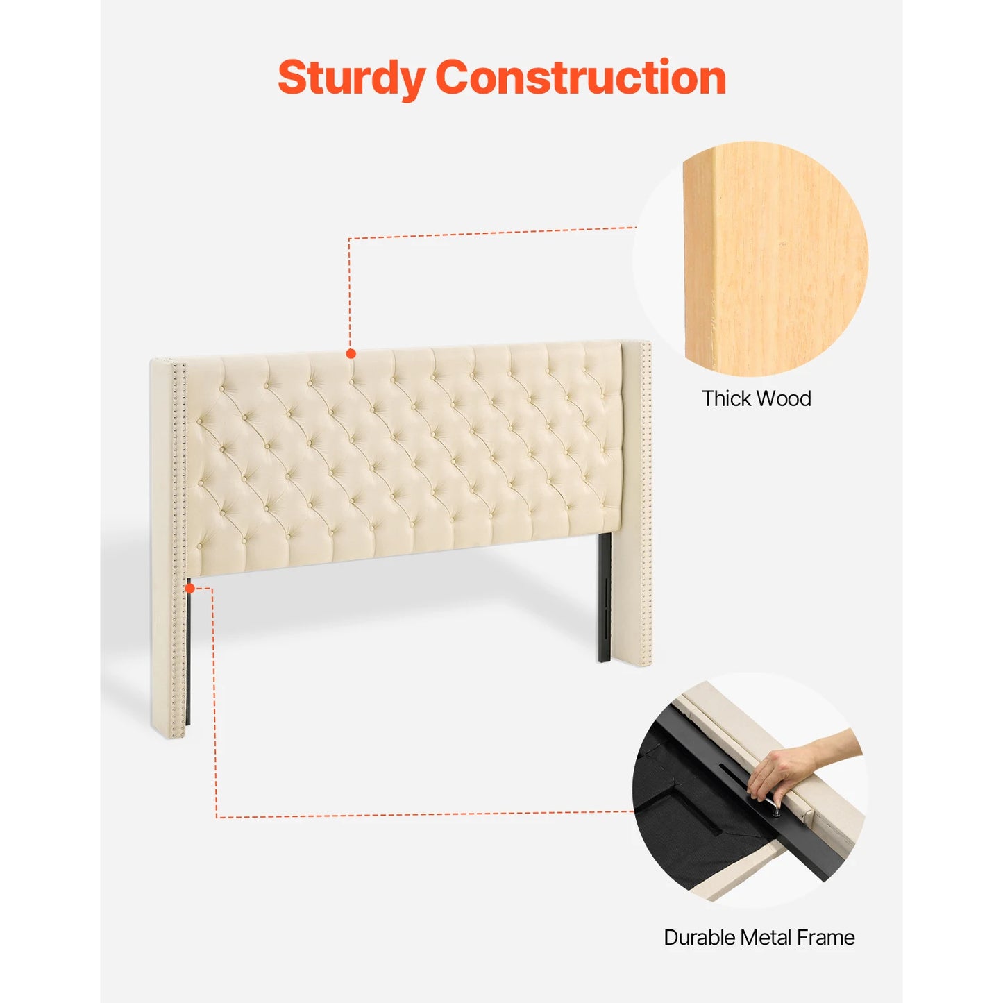 SucceBuy Adjustable Height Diamond Tufted Headboard for Beds