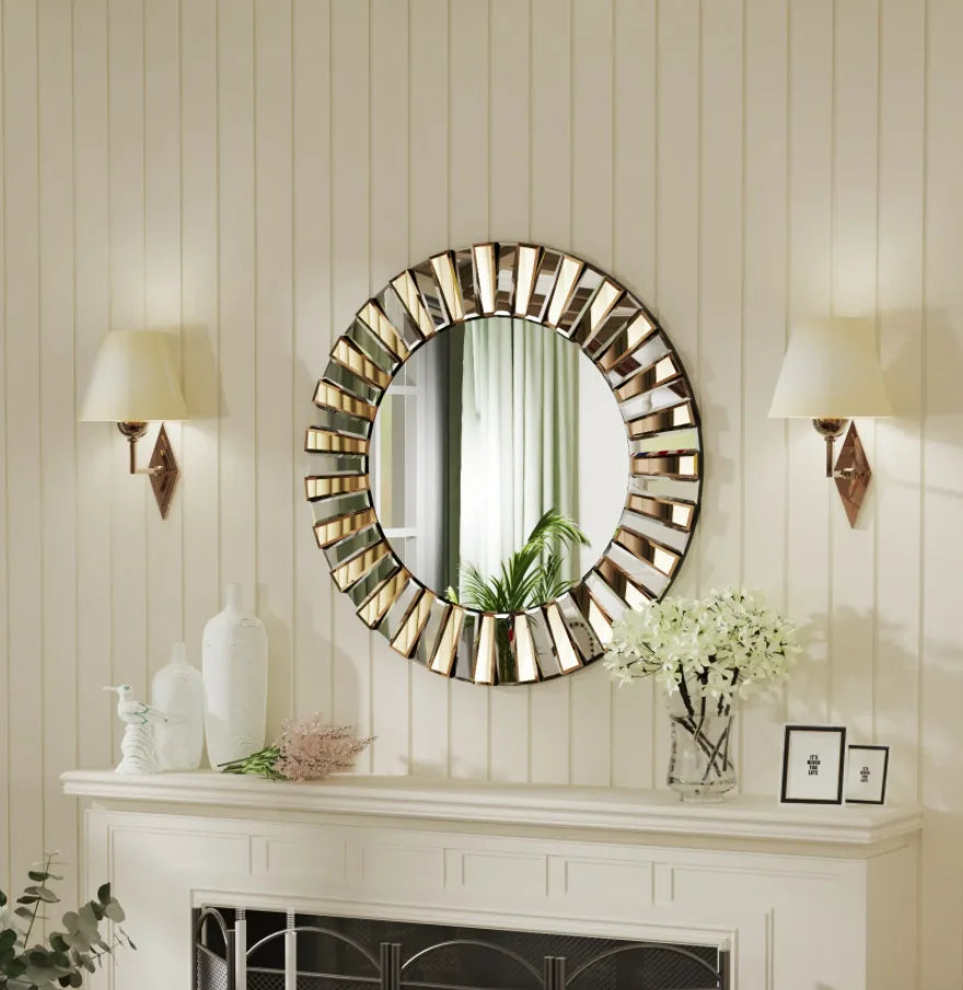 Round Starburst Decorative Wall Mirror For Bathroom Bedroom Living Room