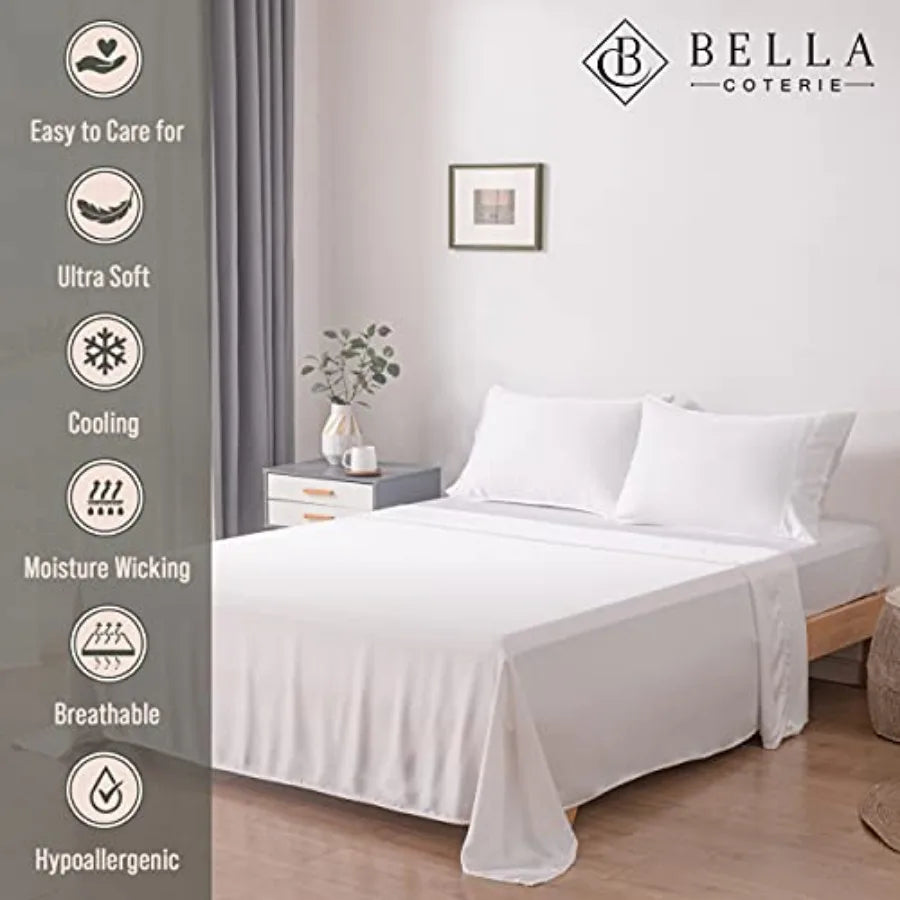 Bella Coterie Luxury Bamboo Viscose Sheet Set Ultra Soft Cooling For Sleepers