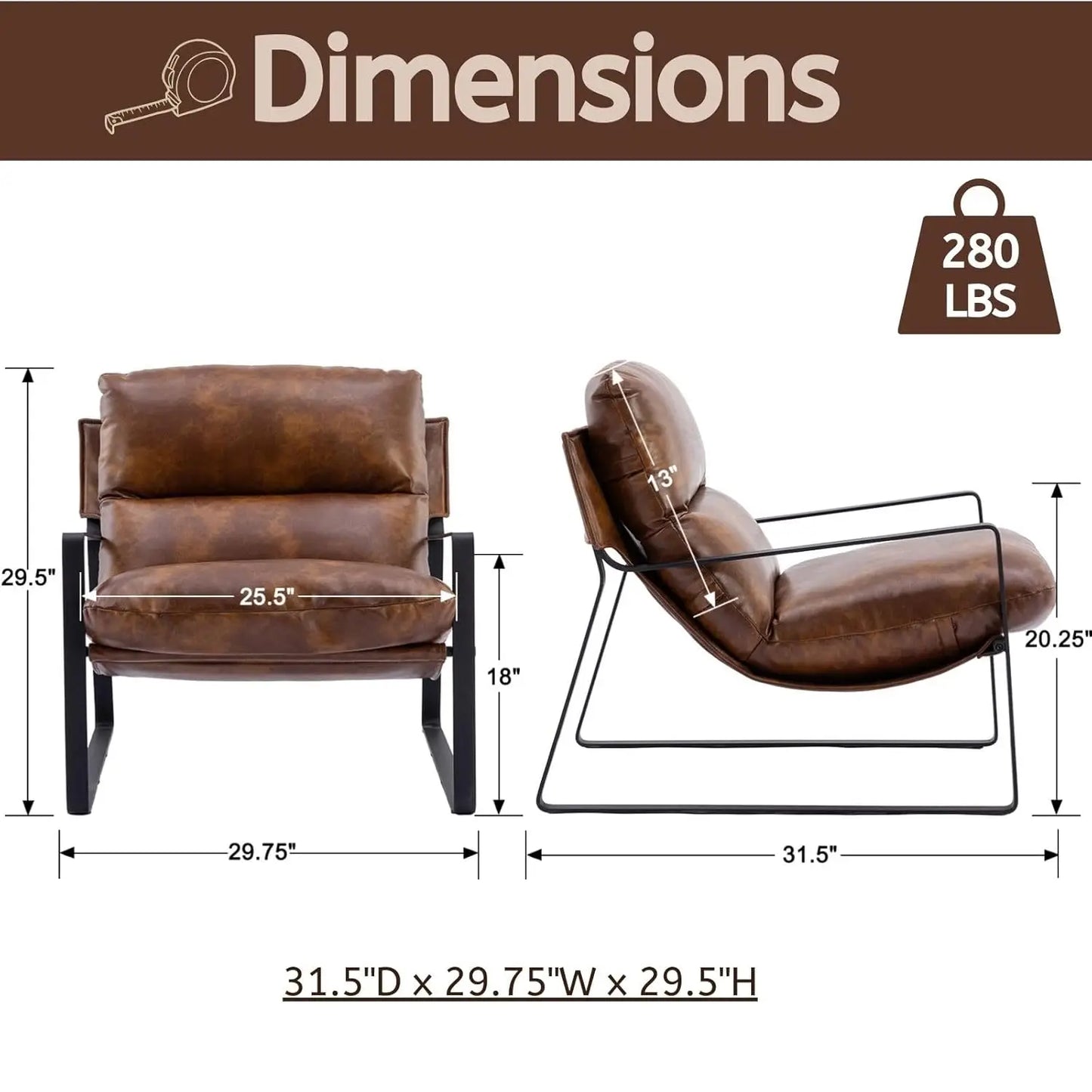 PU Leather Accent Armchair Set of 2 Upholstered Soft Metal Legs Removable Cushion Lounge Chair Living Room Bedroom , Custom
