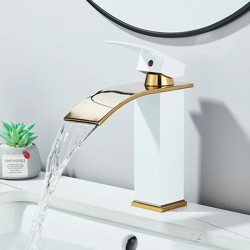 Saeuwtowy Single Handle Waterfall Bathroom Basin Faucet