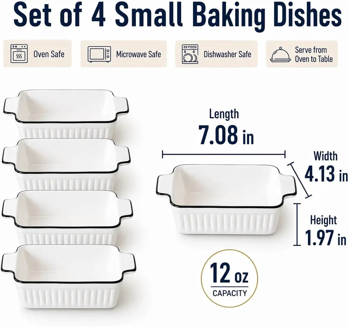 Ceramic Baking Dishes Set Of 4 With Handles For Casseroles