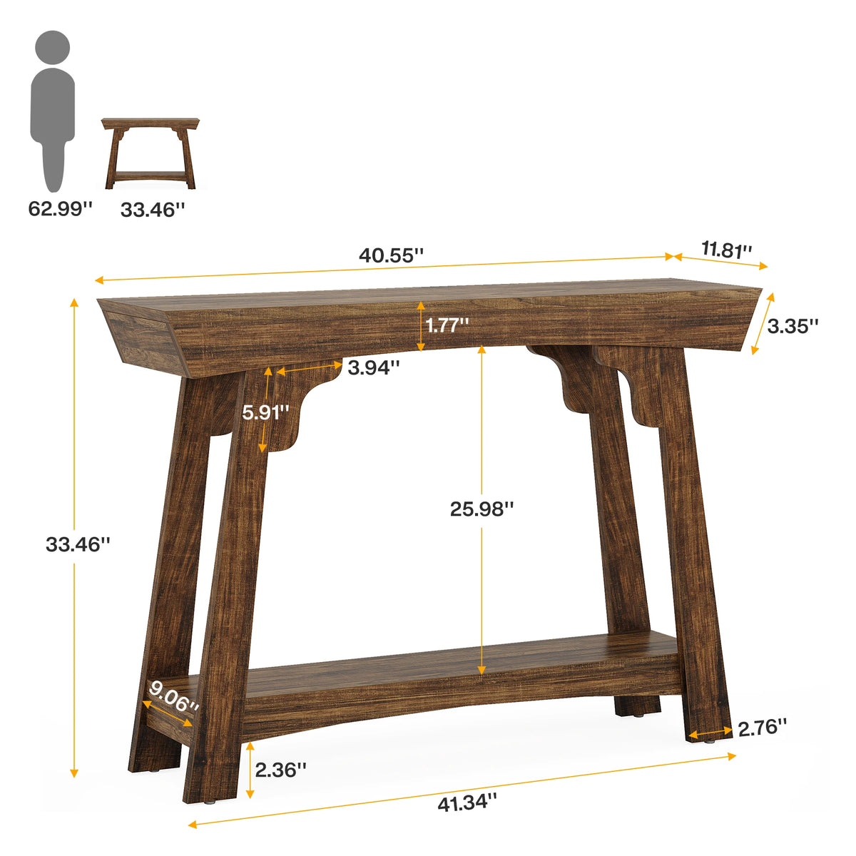Tribesigns Wood Entryway Console Table With Two Tier Storage Shelf