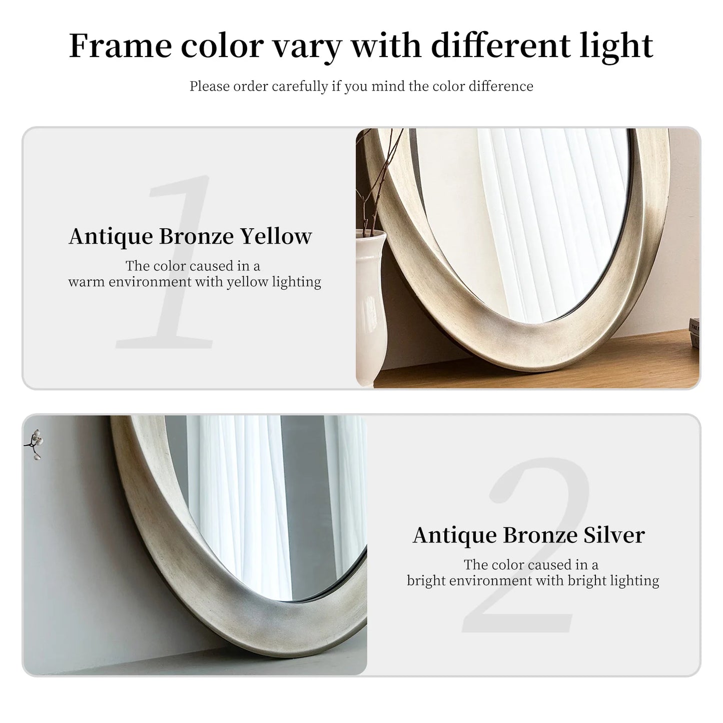 Oval Wall Mirror With Beveled Edge And Curved Frame