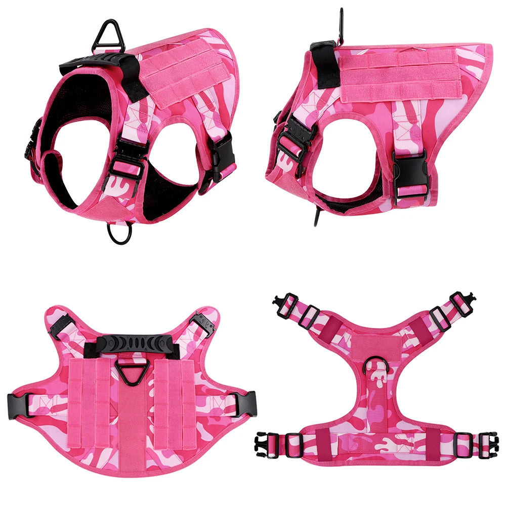 Military Camouflage Dog Harness Nylon Adjustable Vest For Training