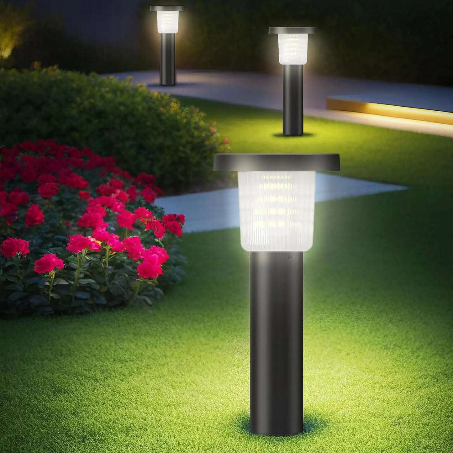 Intelamp Solar Pathway Lights Automatic Outdoor Garden Lighting