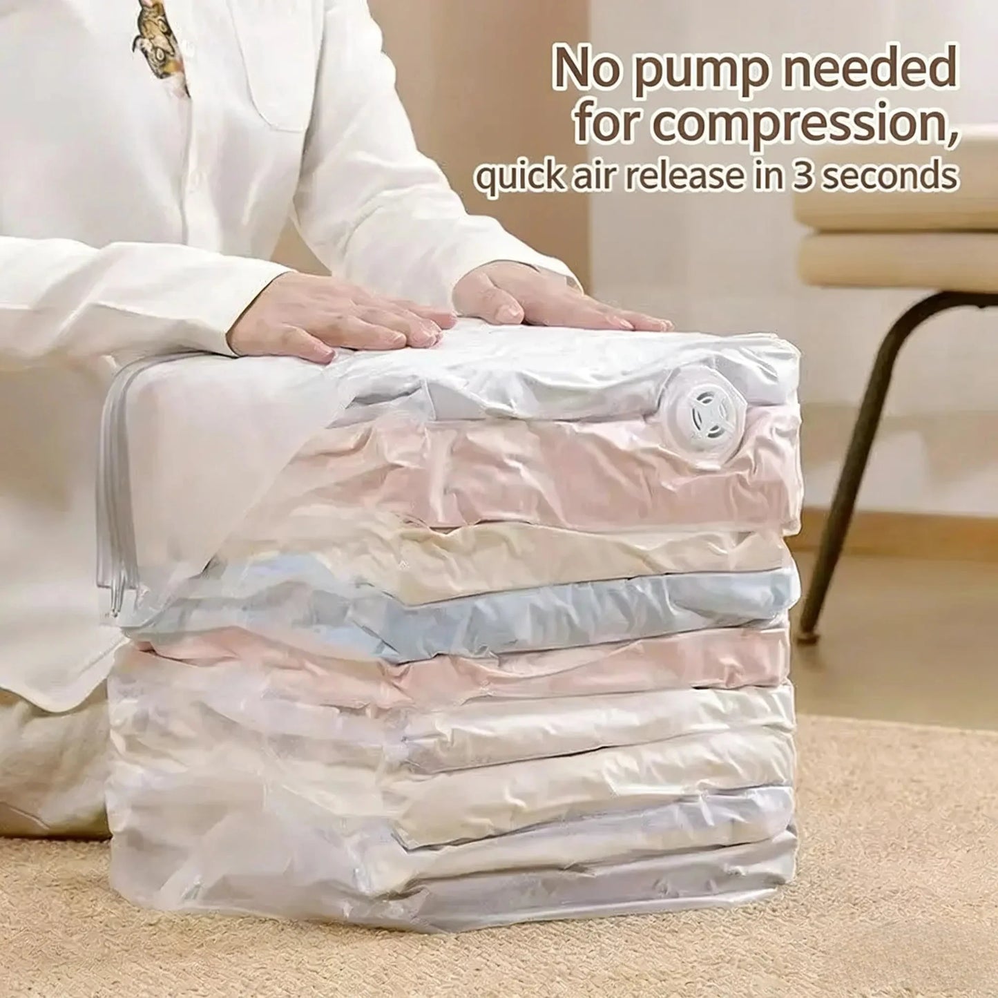 15 Pack No Pump Reusable Vacuum Storage Bags For Clothes