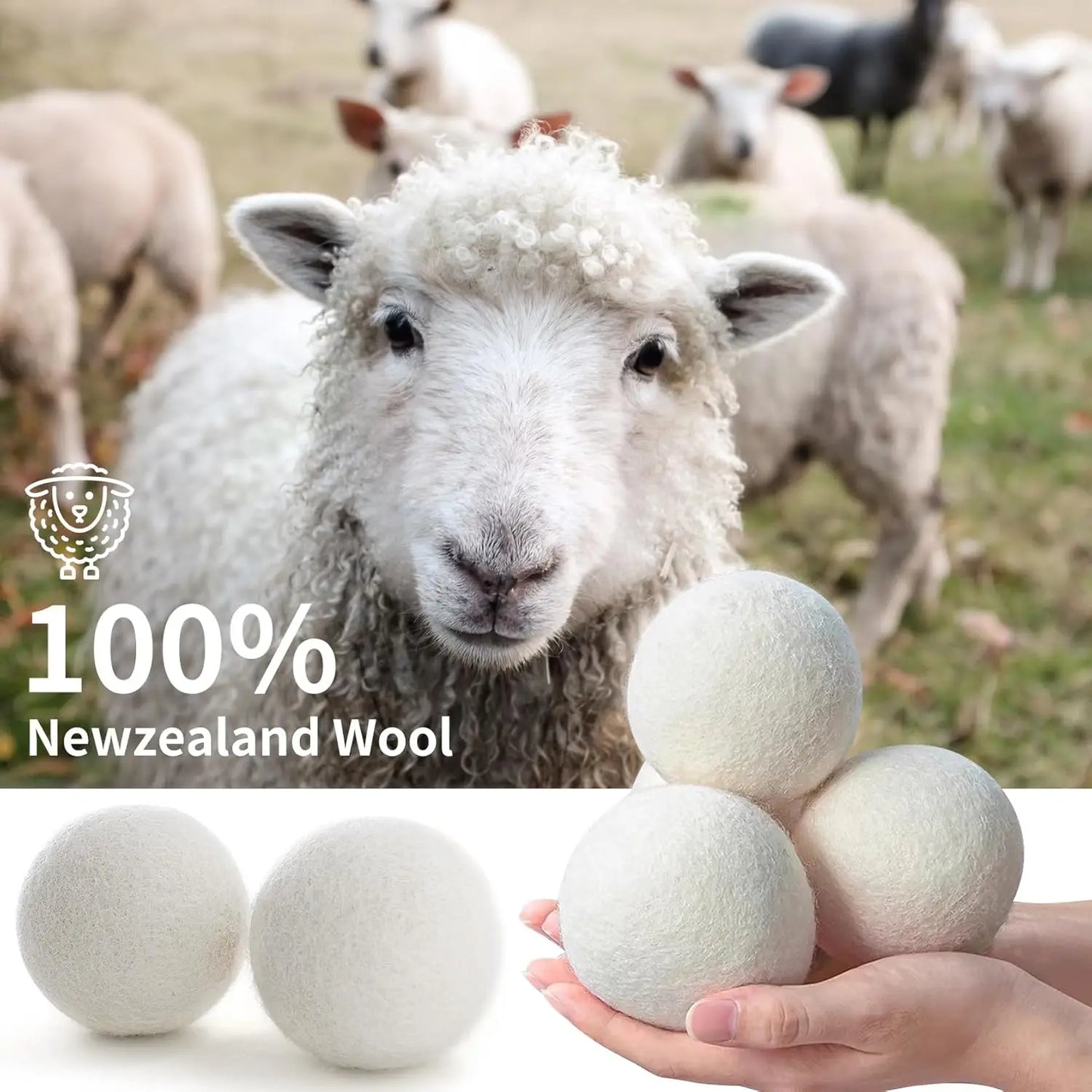 Wool Dryer Balls 12 Pack With Metal Holder Reduces Static Wrinkles Speeds Drying