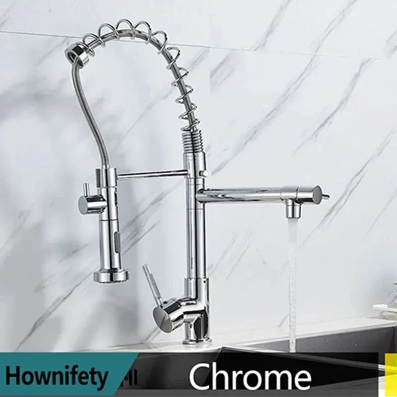 Hownifety Spring Kitchen Faucet with Pull Down Spout