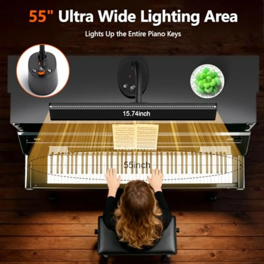 Piano Light - LED Piano Lamp for Grand/Upright/Digital Pianos - Adjustable Piano Light Desk Lamp with Flexible Gooseneck, 5 Col