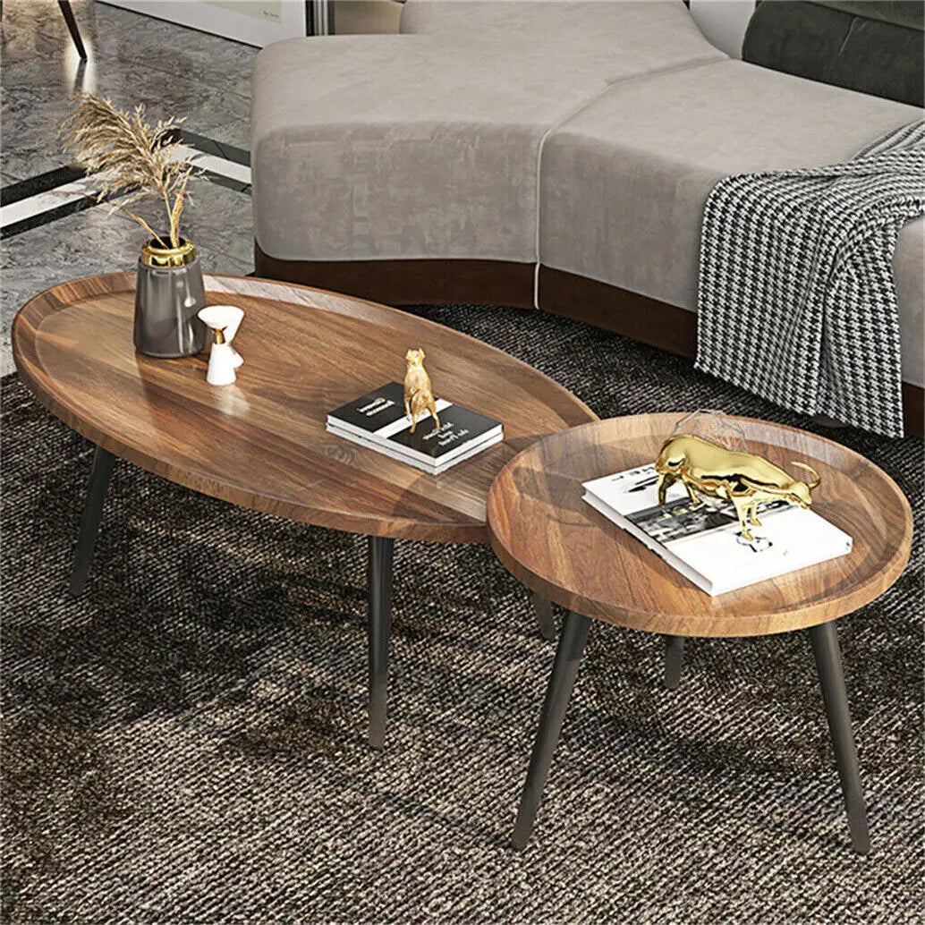 LUVODI Irregular Drop Shaped Coffee Table Set 2 In 1