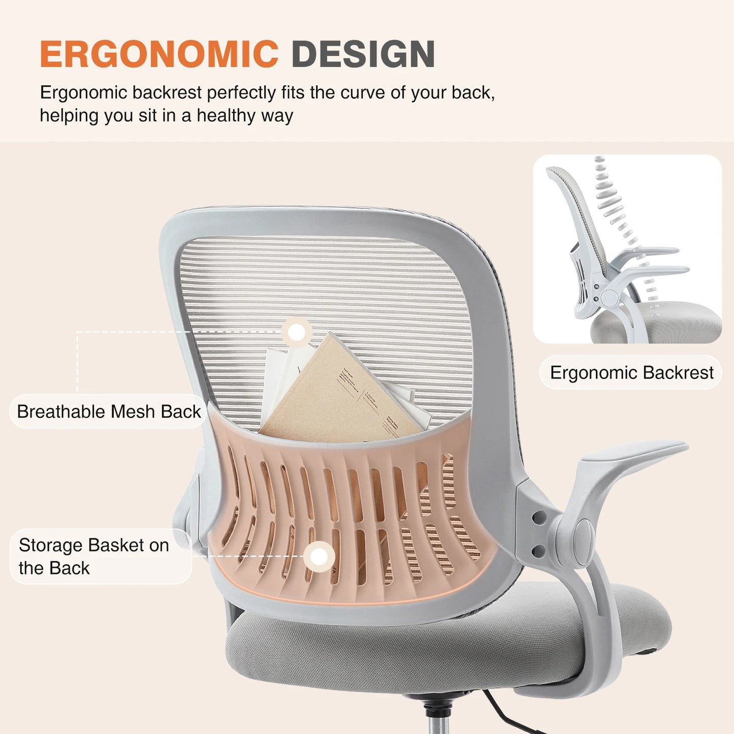 JHK Ergonomic Mesh Backrest Office Chair With Adjustable Height