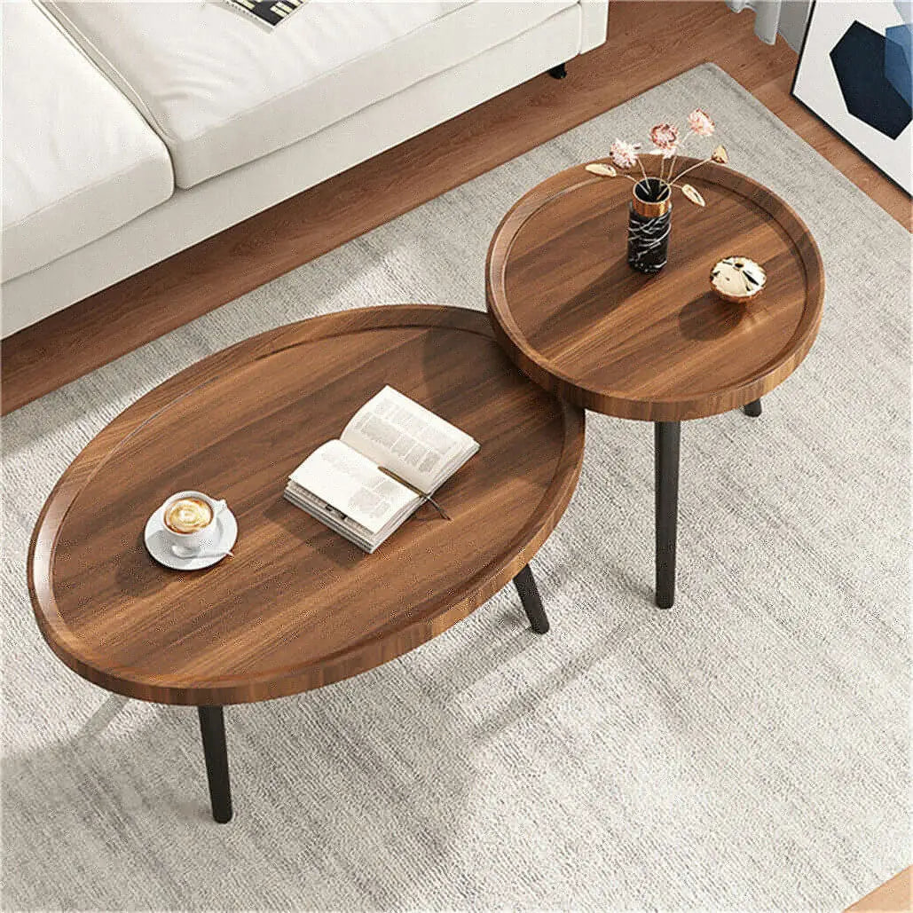 LUVODI Irregular Drop Shaped Coffee Table Set 2 In 1