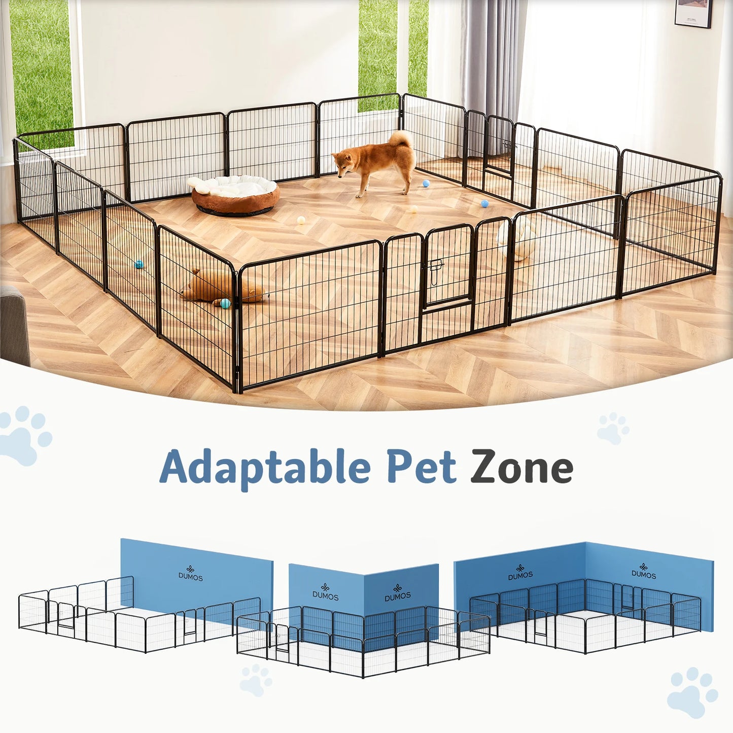 JHK Foldable Dog Playpen Metal Fence For Outdoor Use