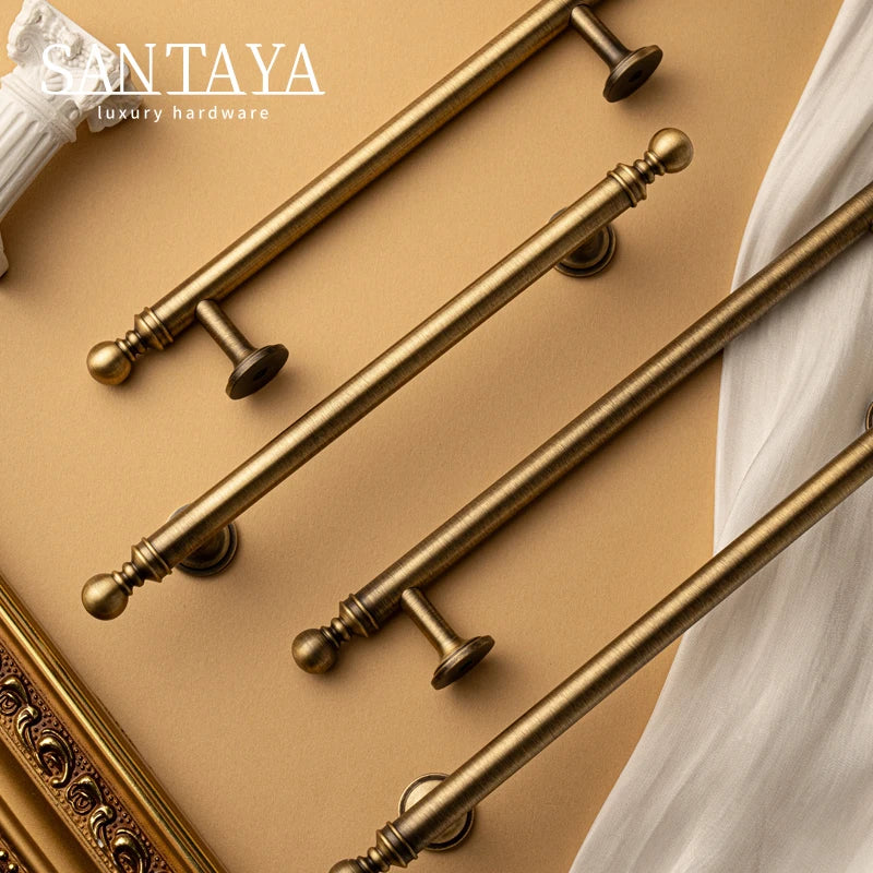 Santaya Antique Brass Cabinet Handles for Kitchen Drawers and Furniture