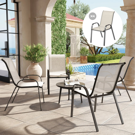 Outsunny Stackable Patio Dining Chairs Set For Outdoor Garden Meals