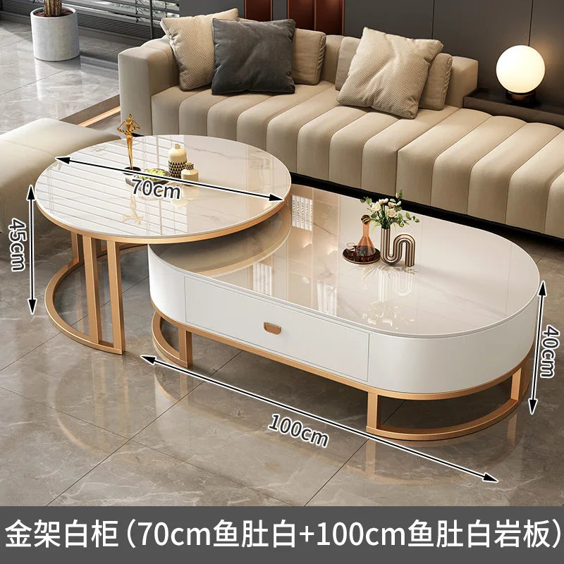 QWC Modern Nordic Wood Coffee Table With Built In Storage