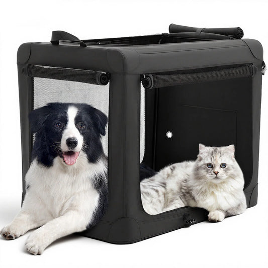 JHK Foldable Soft Dog Crate With 3 Doors Portable Kennel