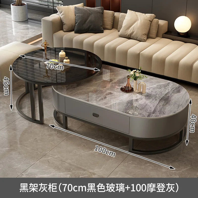 QWC Modern Nordic Wood Coffee Table With Built In Storage
