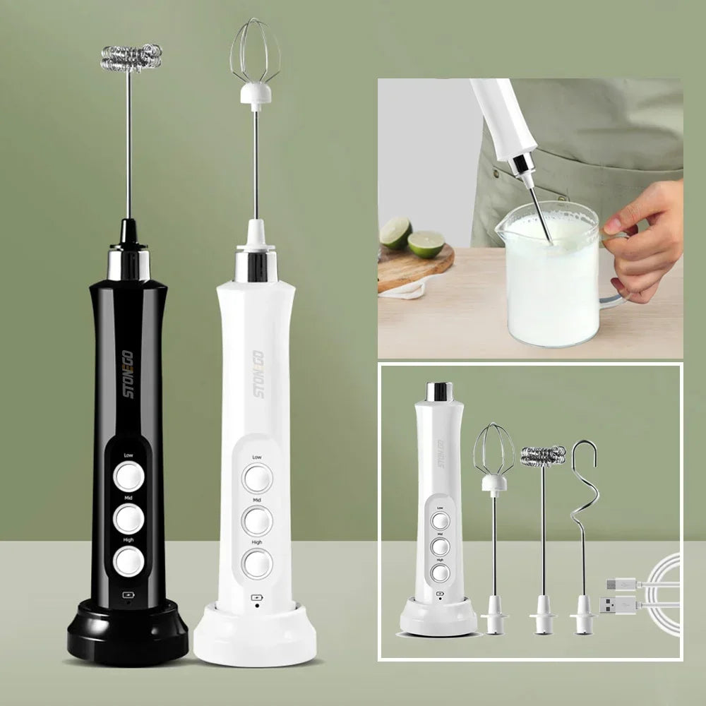 Stonego USB Rechargeable Milk Frother With Stainless Steel Whisk