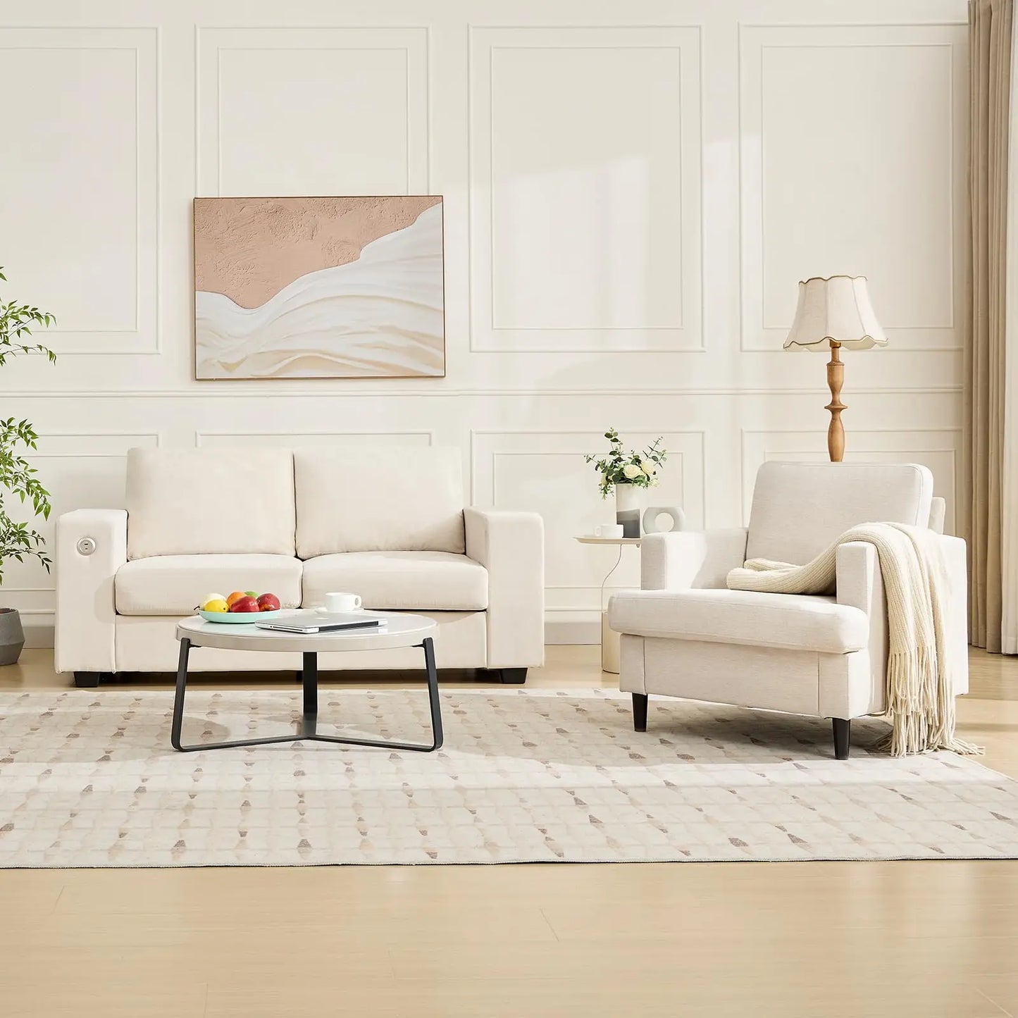 Modern Linen Upholstered Accent Chair For Living Room And Office