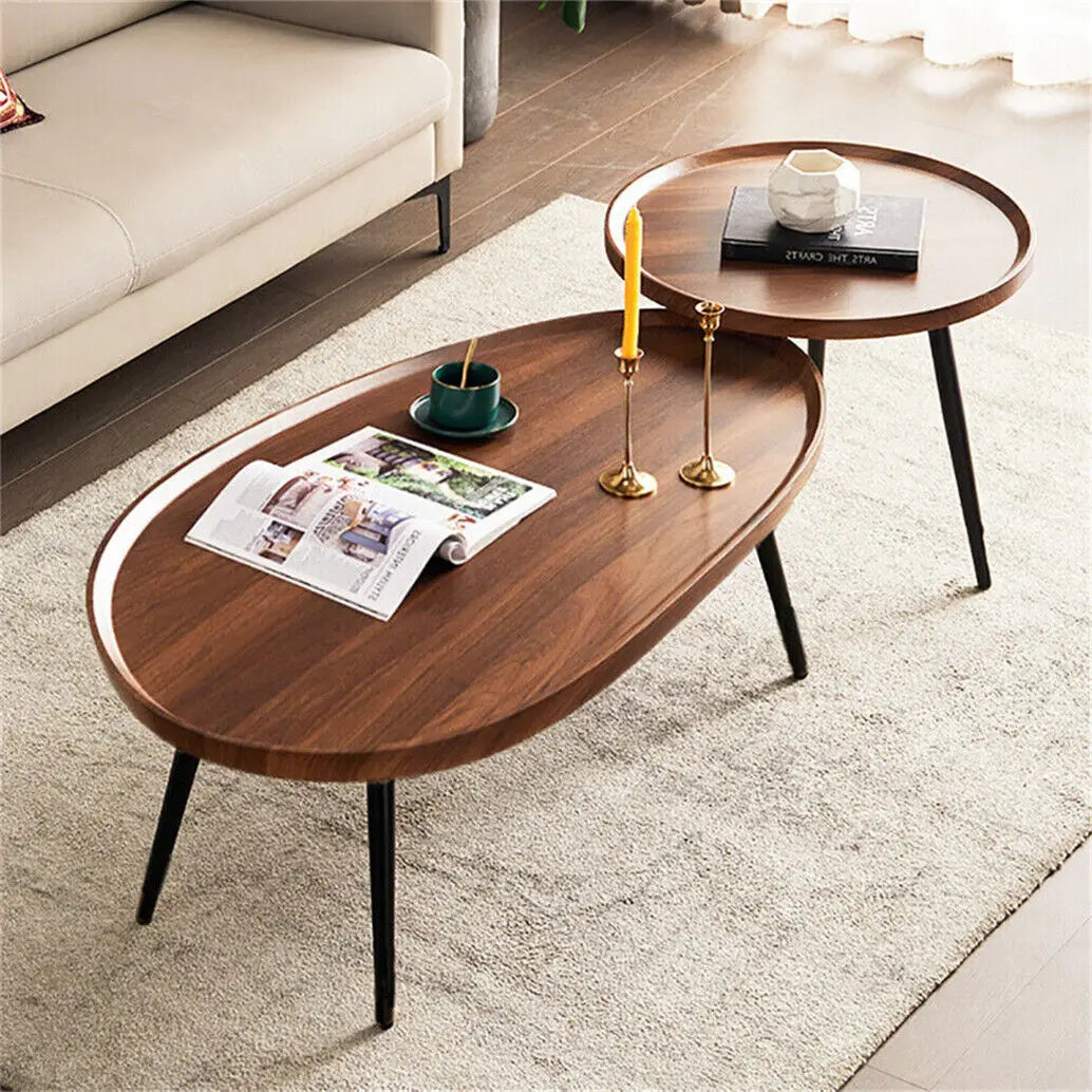 LUVODI Irregular Drop Shaped Coffee Table Set 2 In 1