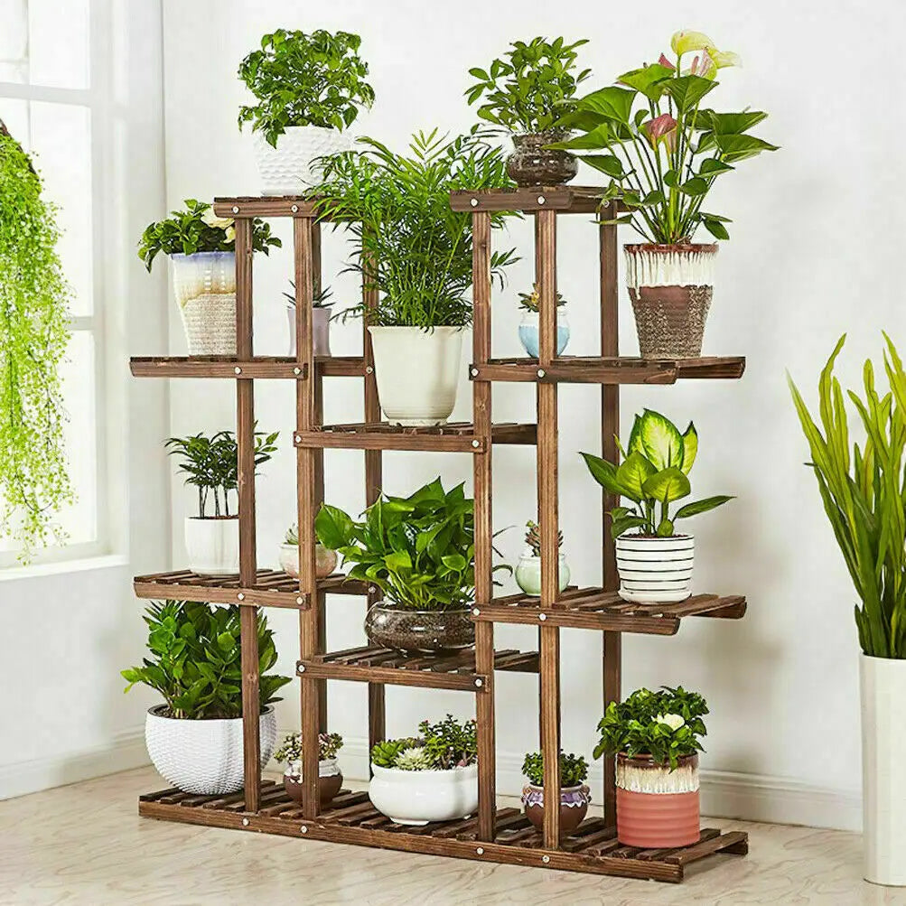 Wisfor Wooden Plant Shelf Indoor Outdoor Multi Tier Display Stand