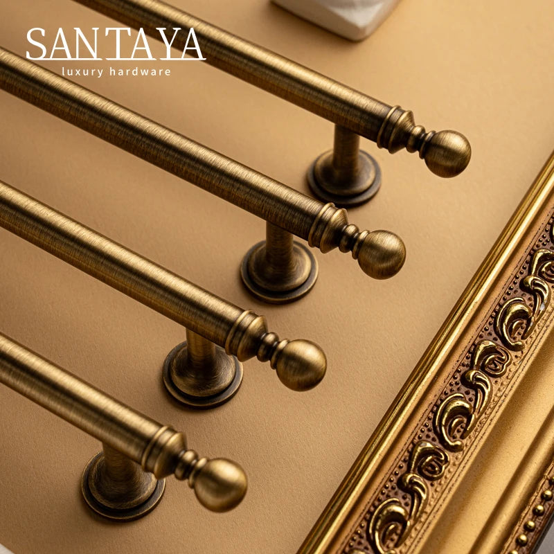 Santaya Antique Brass Cabinet Handles for Kitchen Drawers and Furniture