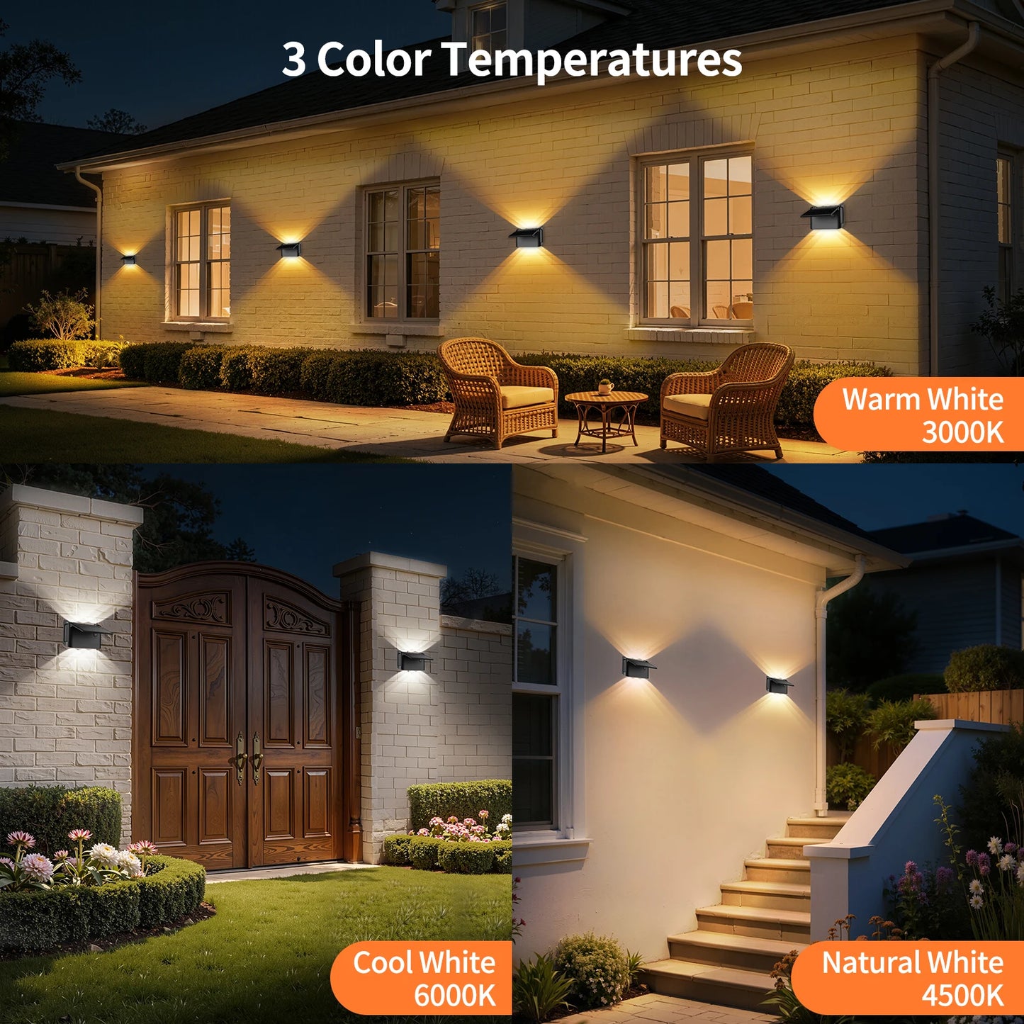 Intelamp Solar Wall Lights With Adjustable Outdoor LED Lighting