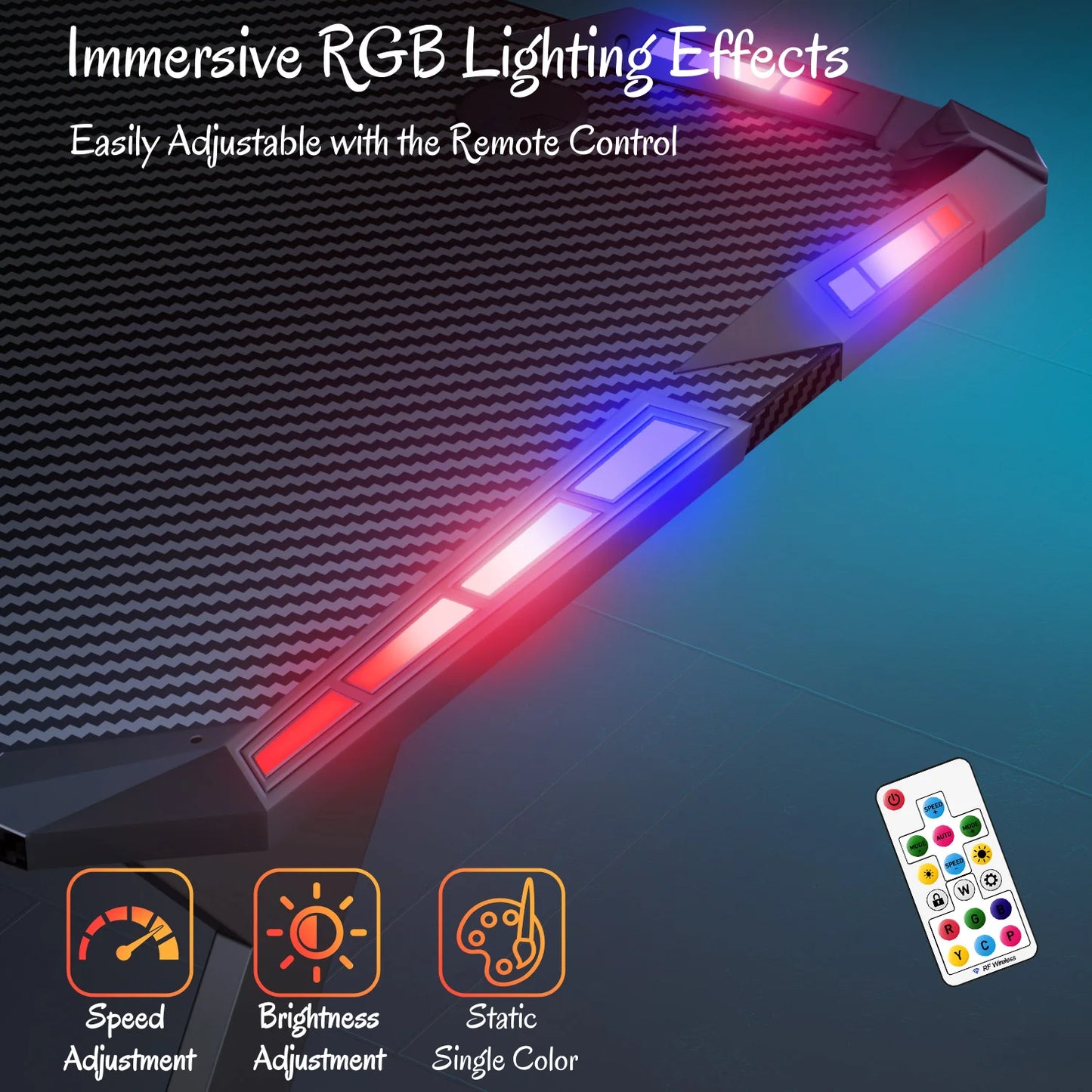 FRODROVIA Y Shaped Gaming Desk With RGB LED Lights Cup Holder