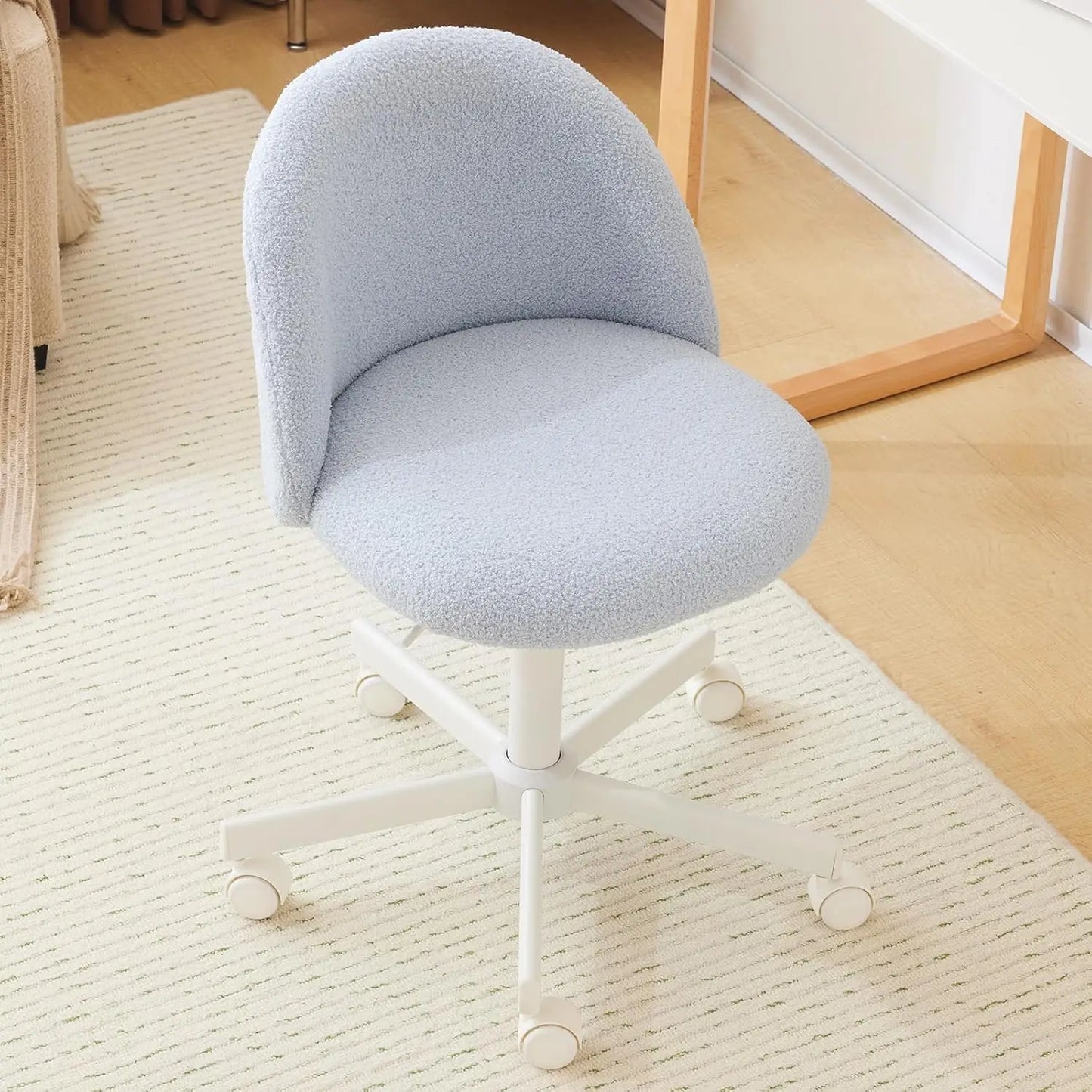 Velvet Vanity Chair With Back And Silent Wheels For Office
