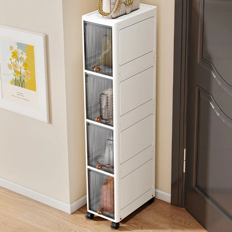 Rotating Flip Lid Narrow Storage Cabinet For Kitchen Bathroom