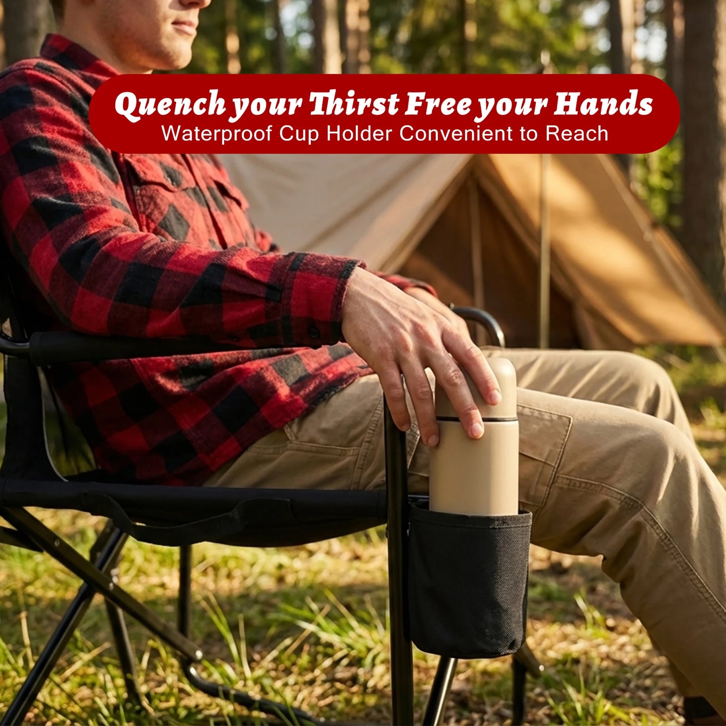 JHK Outdoor Folding Camping Chair With Mesh Back Waterproof Armrests