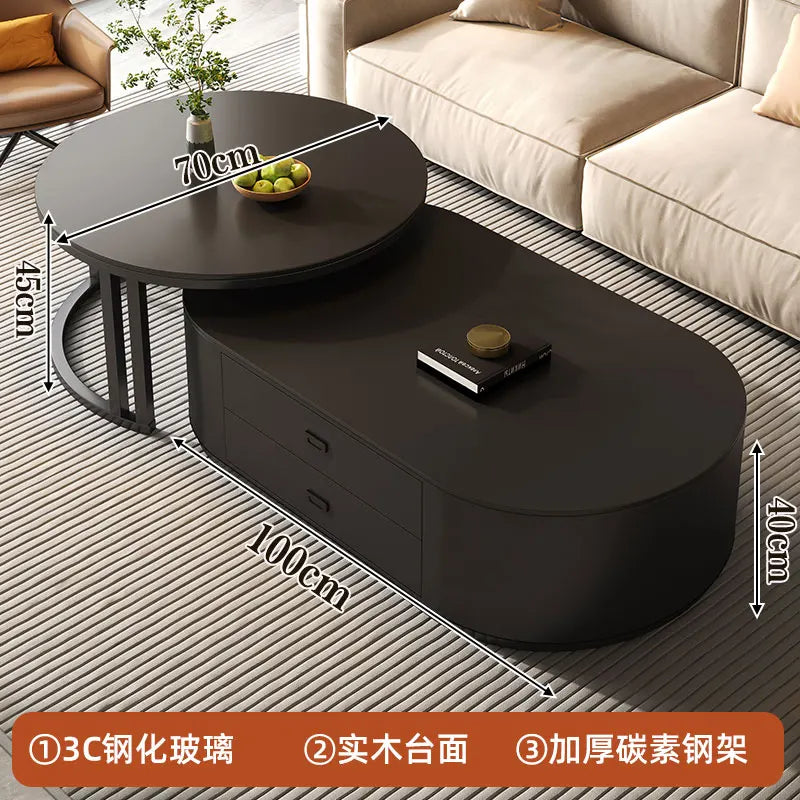 QWC Modern Nordic Wood Coffee Table With Built In Storage