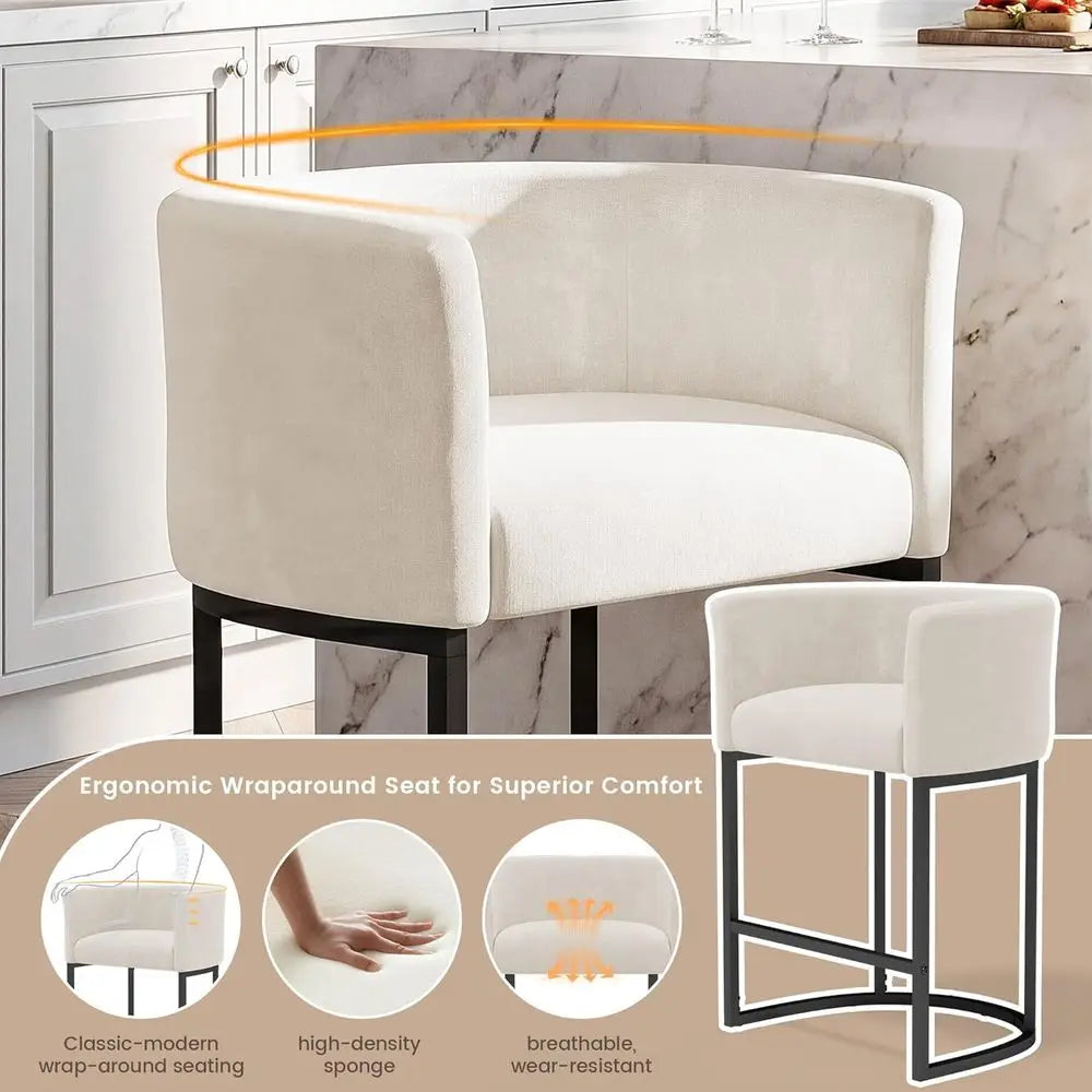 Chenille Counter Height Bar Stools Set Of 2 Upholstered Chairs