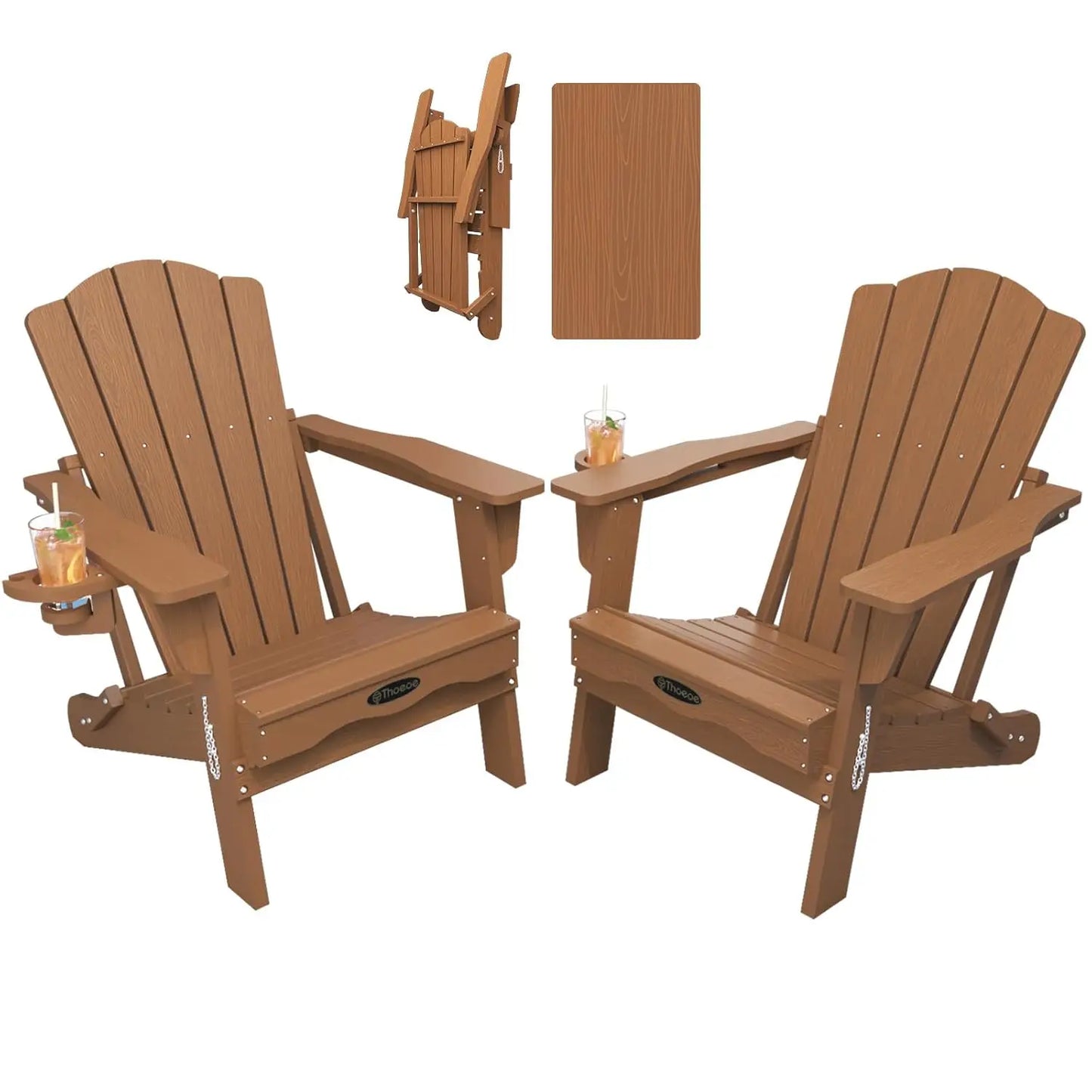 MOYU Folding Adirondack Chairs Cup Holder Set Of 2 Outdoor