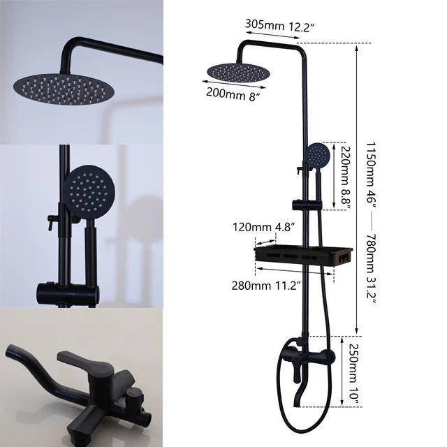 Kemaidi Rainfall Shower Faucet Single Lever Bathtub Mixer With Shelf