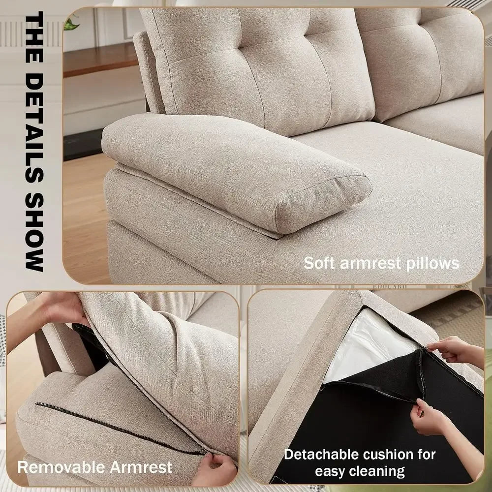 Modern U Shaped Upholstered Sectional Sofa With Double Chaise
