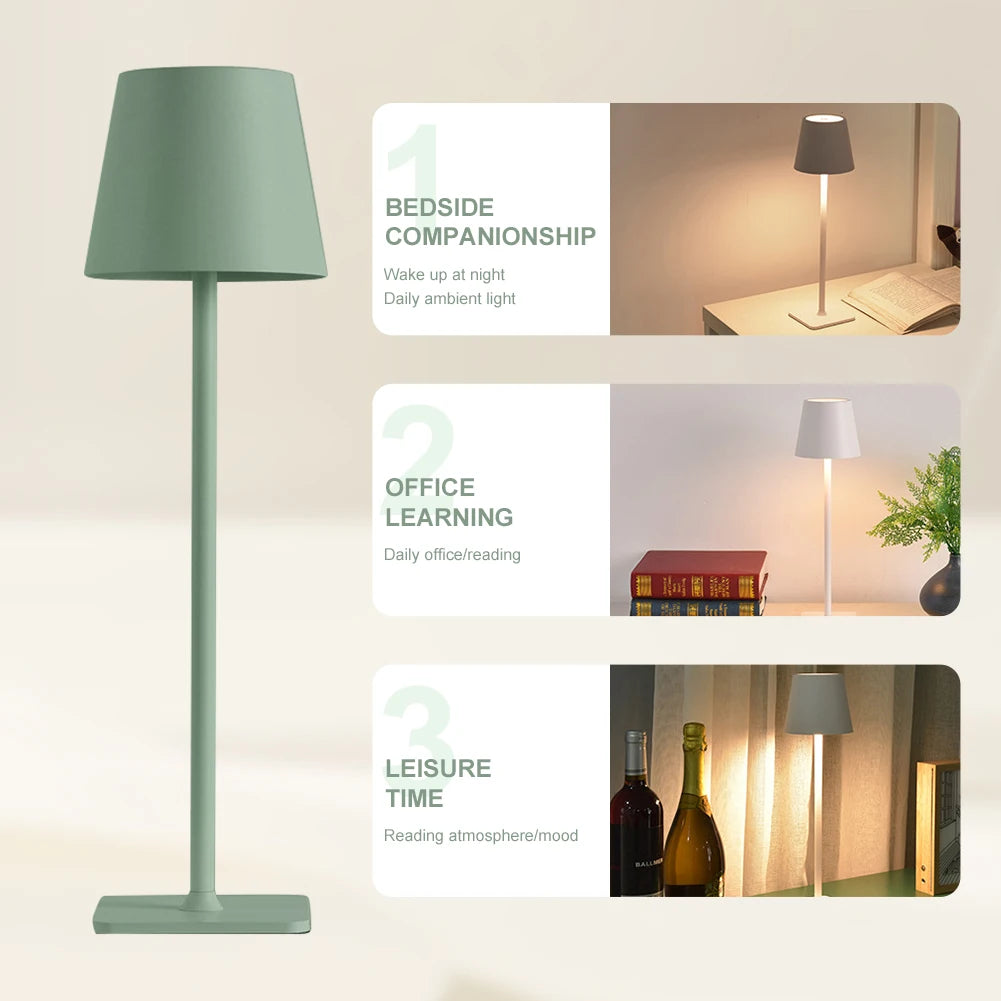 Cordless Table Lamp USB Rechargeable Stepless Dimmable Bar Restaurant Ambiance Wireless Lamp 3 Color Temperature IP54 Waterproof