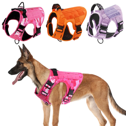 Military Camouflage Dog Harness Nylon Adjustable Vest For Training