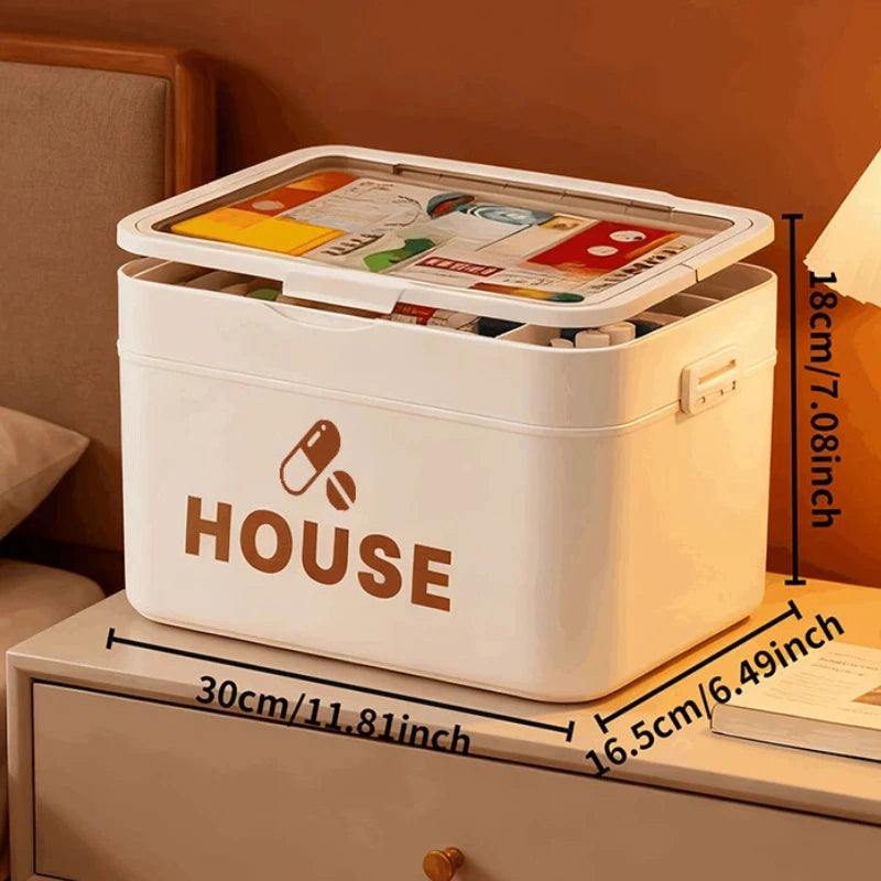 Multi Layer Transparent First Aid Storage Box With Detachable Compartments