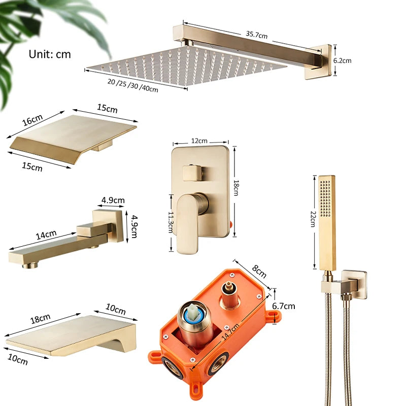 Quyanre Bathroom Wall Mounted Rainfall Shower System