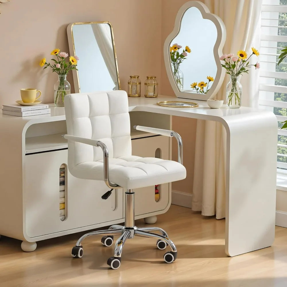 Furmax Mid Back Office Task Chair PU Leather Ribbed Ergonomic