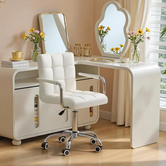 Furmax Mid Back Office Task Chair PU Leather Ribbed Ergonomic